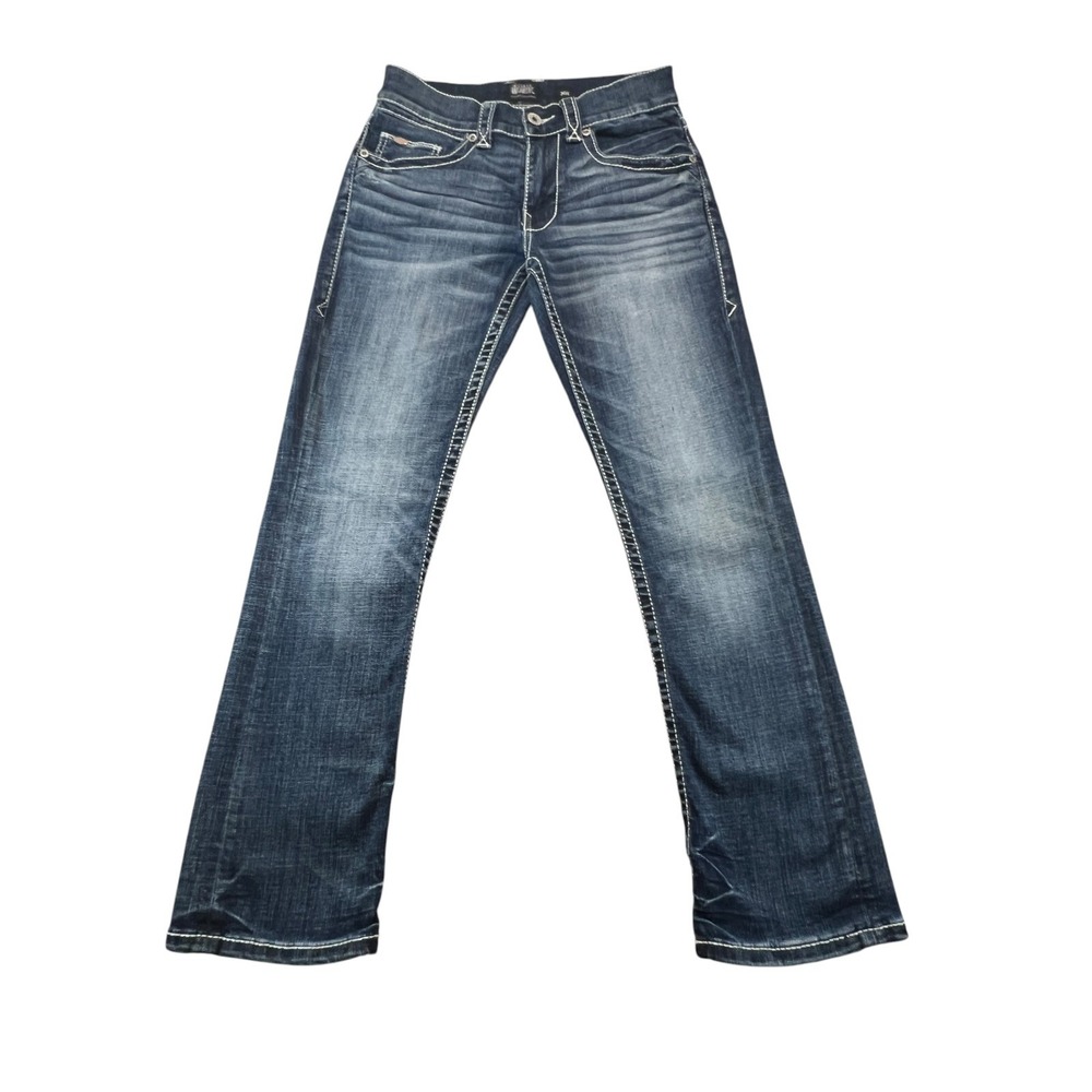 Buckle Black Fit No 3 Straight Leg Jeans Mens 30S Dark Wash Contrast Stitch